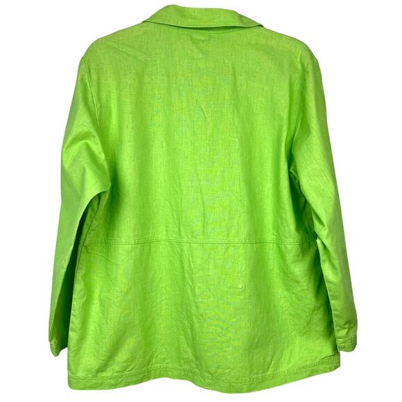 NANNETTE KELLER Lime Green Chore Style Jacket Petite Medium Cottagecore - Picture 3 of 6